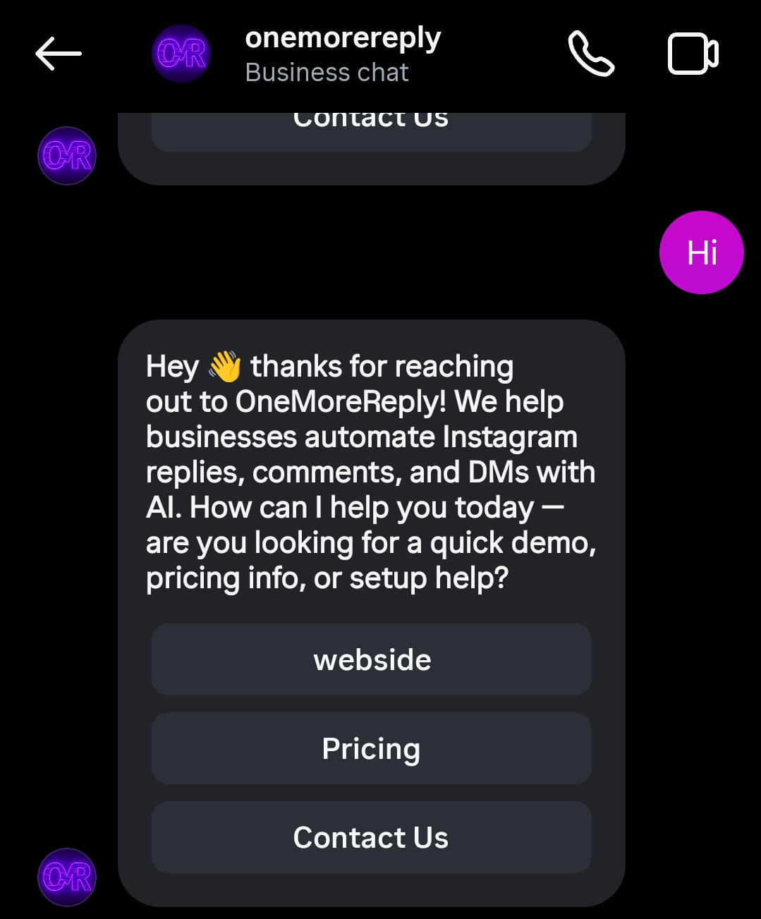 Automatic DM Reply Demo